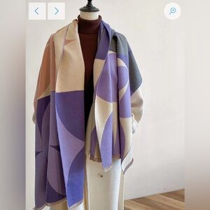 Geometric Purple and Gray Scarf